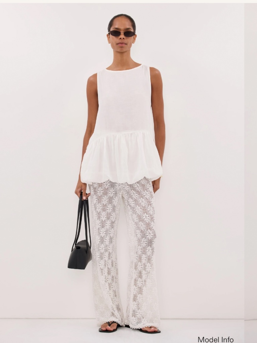 NWT DISSH White Crochet Wide Leg Pant “S”